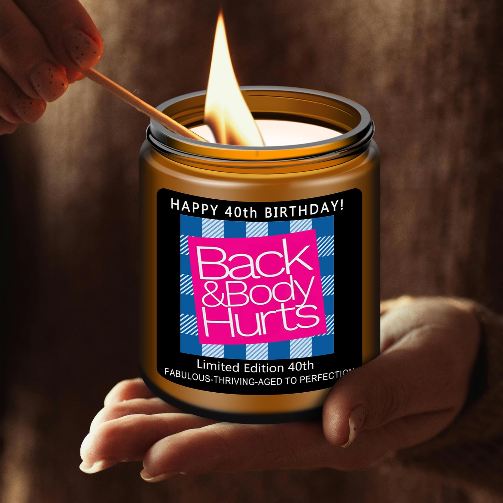 Homsolver 40th Birthday Gifts Women Men, Happy 40th Birthday Decorations Candles Gift for Her Him, Funny 40 Years Old Ideas -Lavender Scented Candle