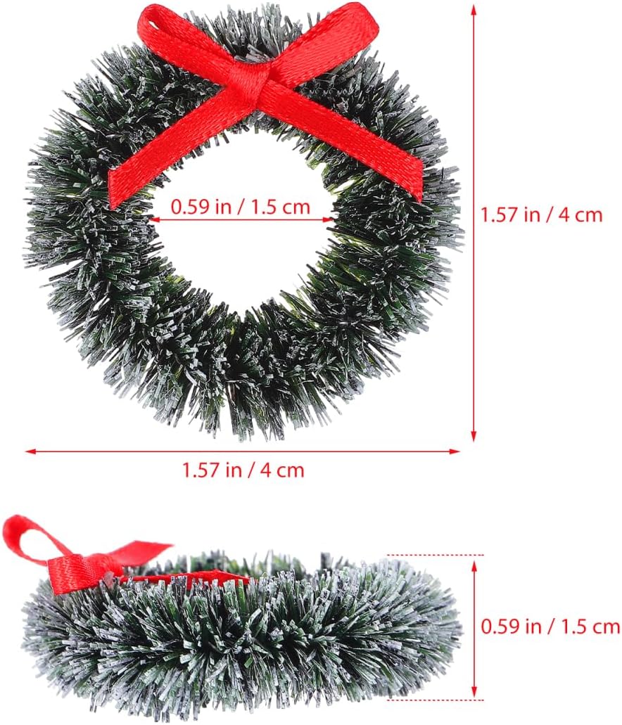 20 Pcs Mini Christmas Wreaths for Crafts Artificial Xmas Tree Ornaments with Bows Miniature Winter Wreath Candle Ring Arch Home Decor - Image 4