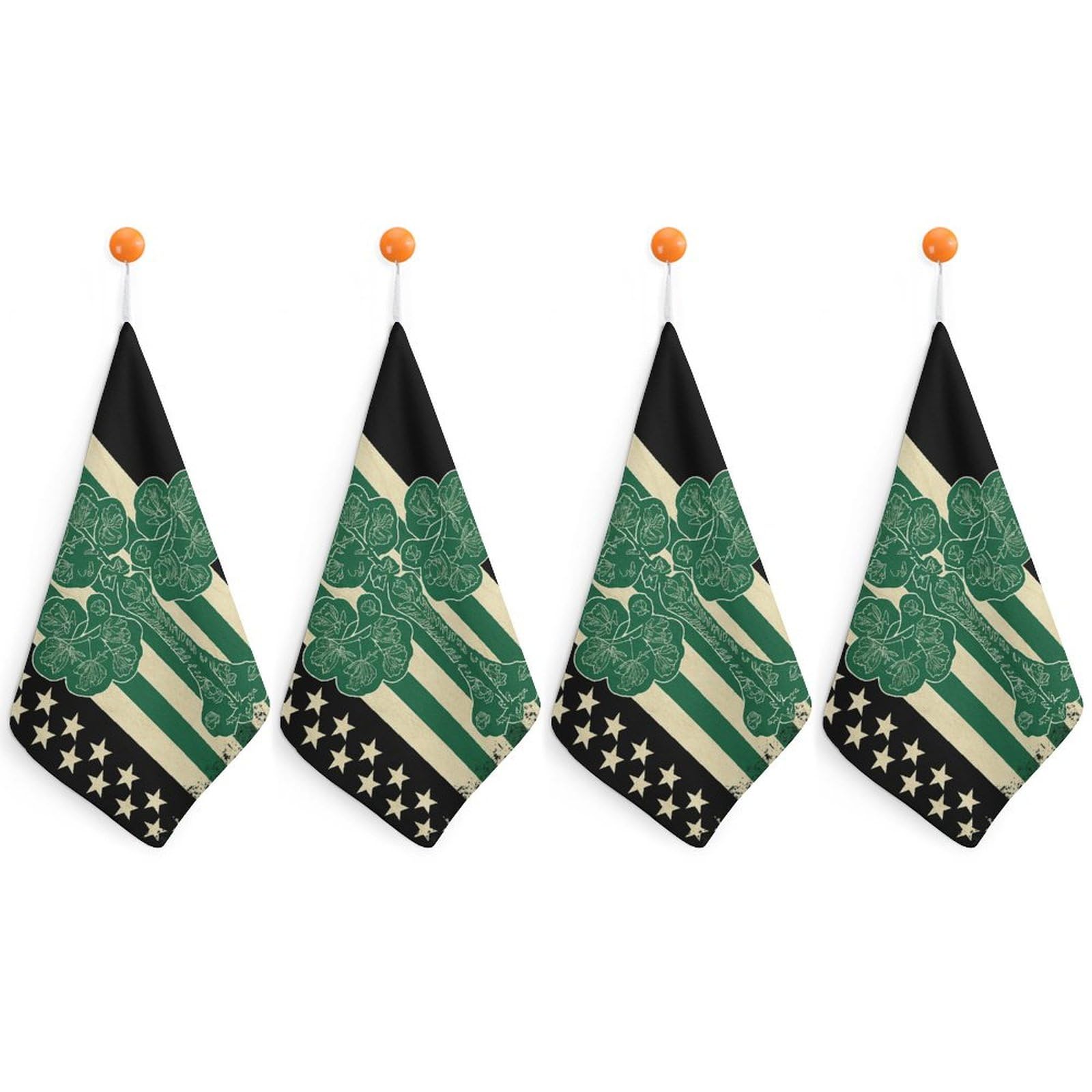 Serviette microfibre cuisine et bain à suspendre au design drapeau irlandais (lot de 4)