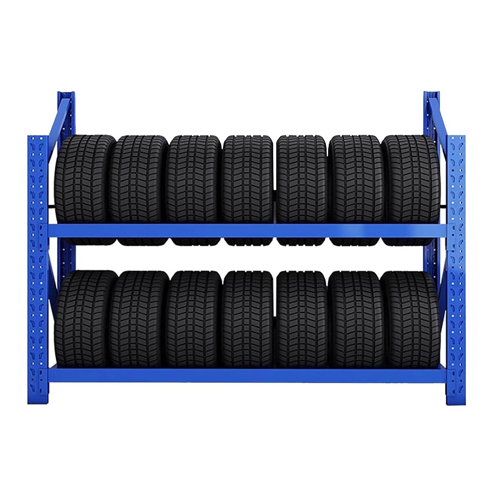 YLLFFLL Reifenregal Reifenständer 2-stöckiges Hochleistungs-Reifenlagerregal Für Autowerkstätten, Reifenregal Aus Stahl Für Winterreifen/Sattelreifen, Reifenlager-Organizer-Träger(200x50x140cm)