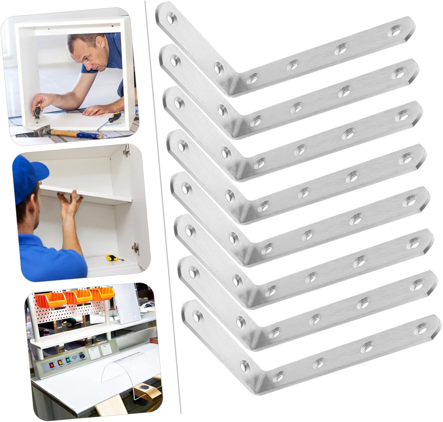 10pcs Brackets Stainless Steel Farmhouse Shelf Brackets Screws Heavy Duty for Garage Shelves