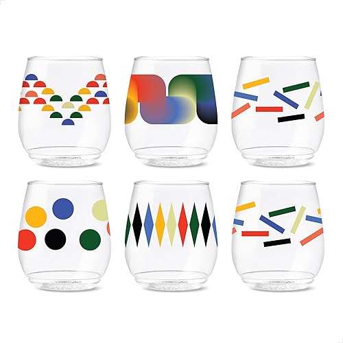 Miniatura 27 de TOSSWARE POP - Juego de 6 vasos de vino de 14 onzas Serie Mid-Century Retro, de alta calidad, reciclables, irrompibles y de plástico transparente