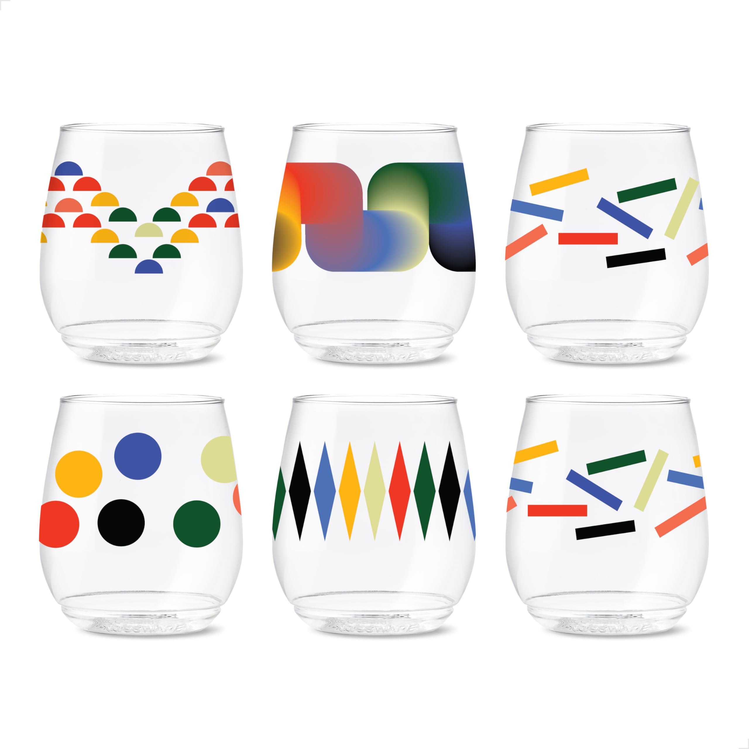 TOSSWAREPOP 14oz Vino Extraordinary Together Series, SET OF 6, Premium Quality, Recyclable, Unbreakable & Crystal Clear Plastic Printed Glasses