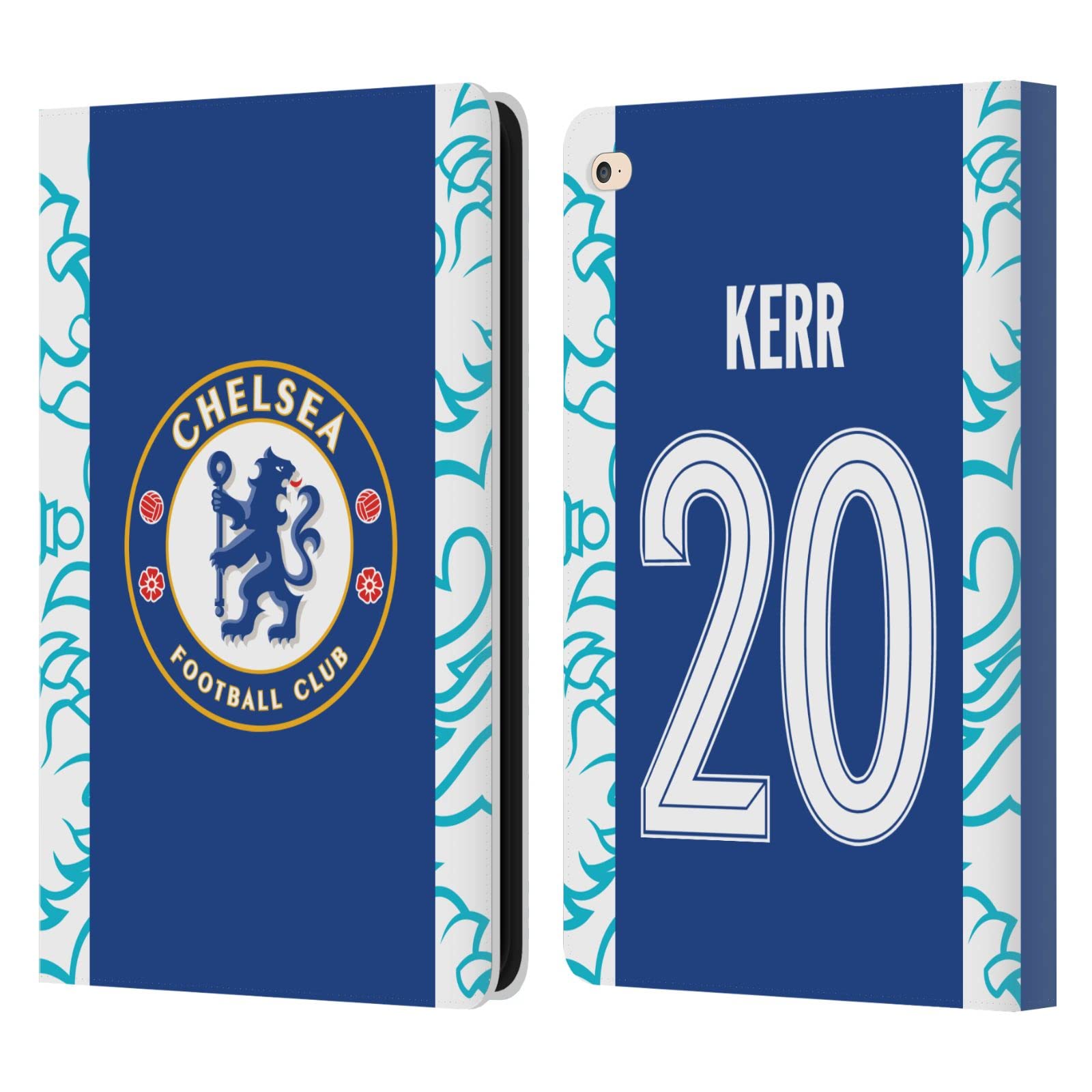 Head Case Designs Officially Licensed Chelsea Football Club Sam Kerr 2022/23 Women's Home Kit Leather Flip Case Compatible with Apple iPad Air 2 (2014)