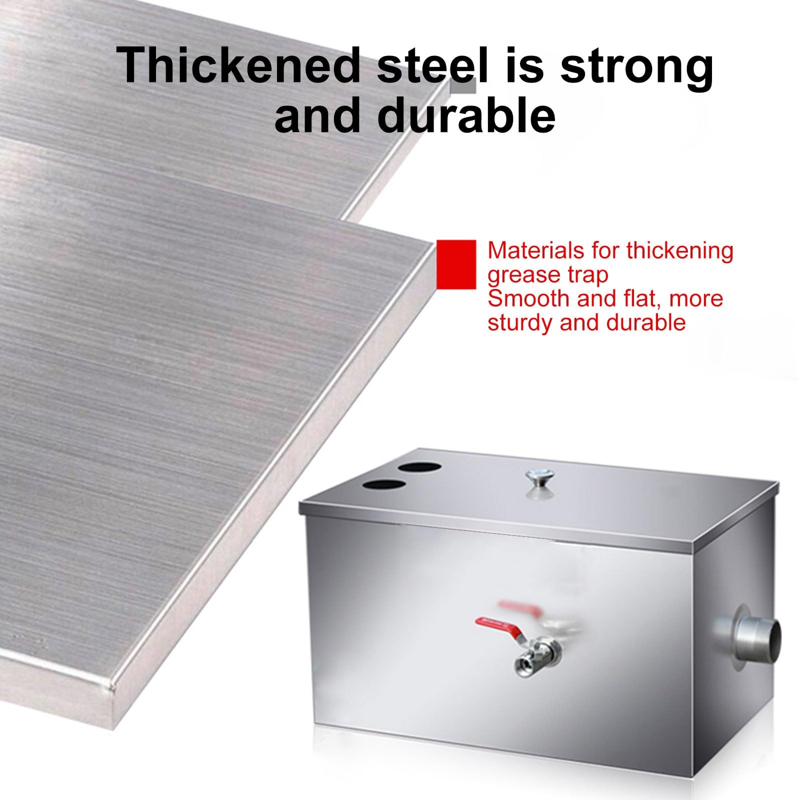 RENJJPBO Grease Trap for Home Restaurants Under Sink, Top Inlet Commercial Grease Interceptor (Size : 80 * 40 * 30cm/31 * 16 * 12in)