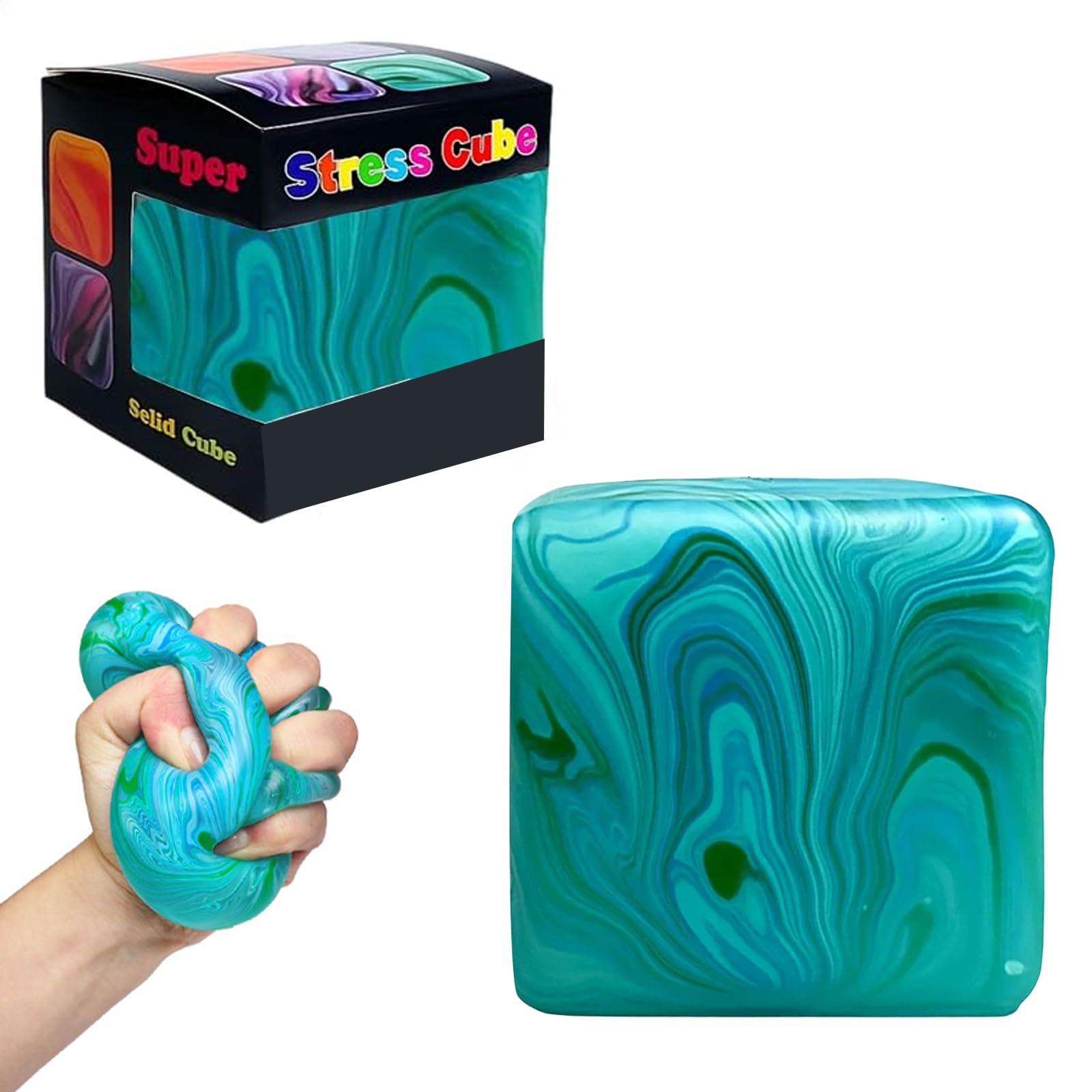 Squishy Cube Stress Relief Toy Slow-Rise Fidget Cube for Adults & Teens ...
