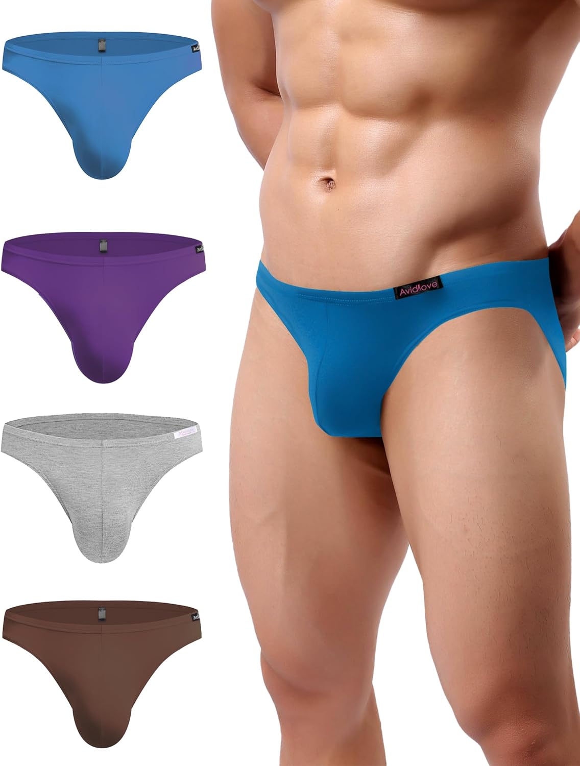 Avidlove Mens Bikini Underwear Low Rise Briefs Microfiber Underpants 4 Pack