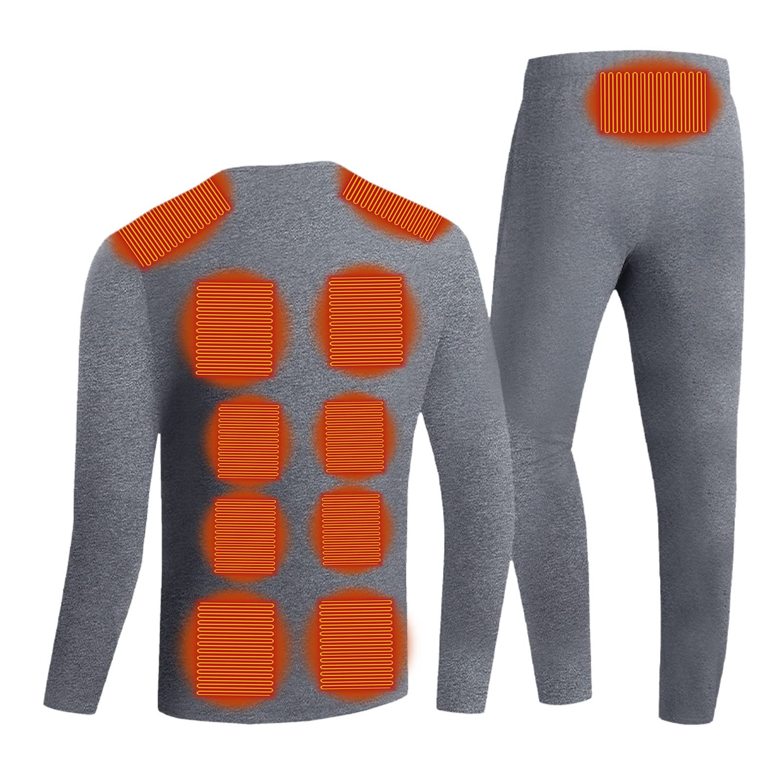 NUSGEAR 2022 Conjunto de Ropa Interior Térmica Calefactables para Hombre Mujer Ropa Térmica Eléctrico Ciclismo Esquí Set de Ropa con 3 Configuraciones de Calor Lavable Camiseta y Pantalón