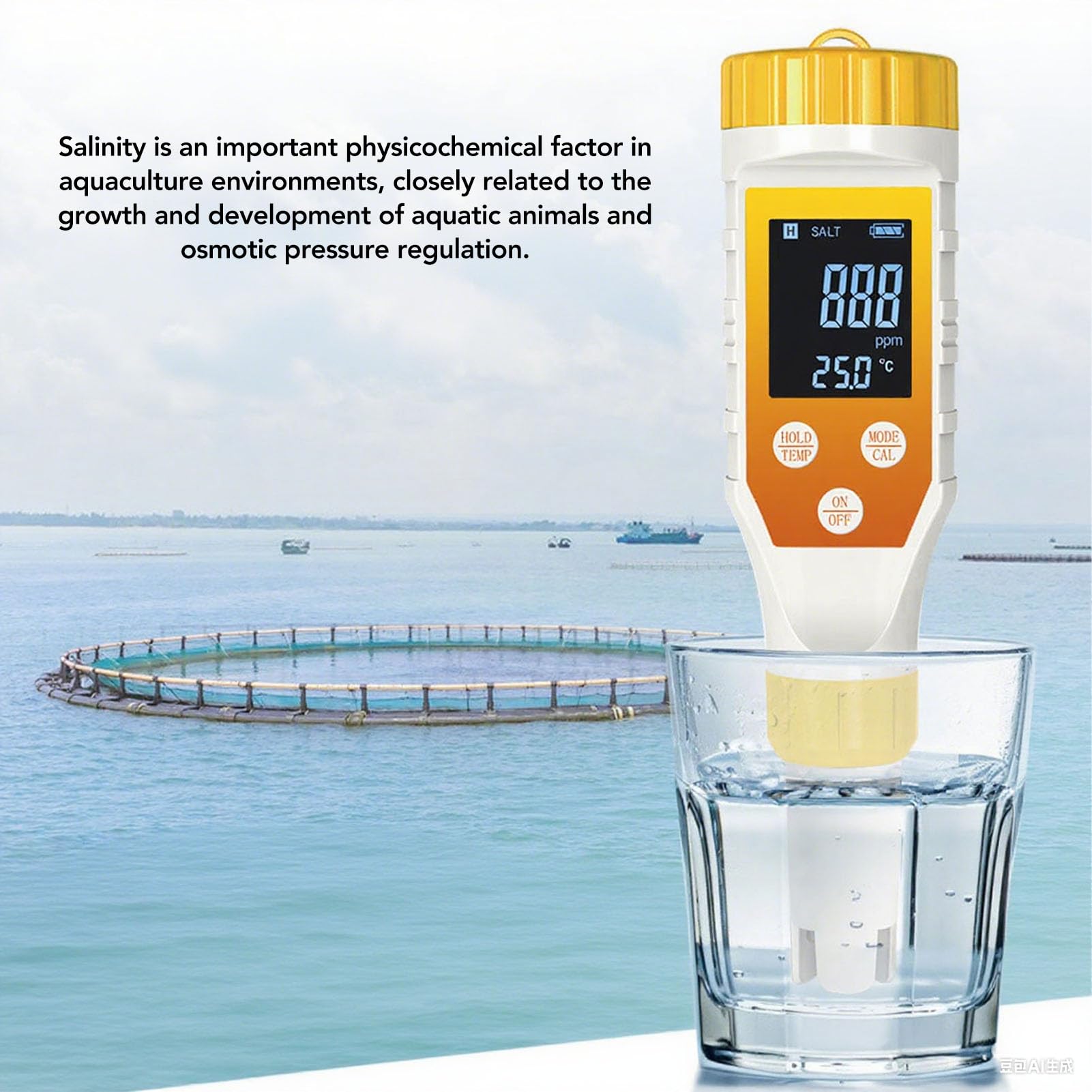 Sonew Testeur de qualité Numérique 7 Pouces avec écran rétroéclairé – Mesure Simultanément la Température de salinité PH EC Hydrogène ORP pour Aquarium, Piscine, Boisson Hydroponique, Usage Domestique