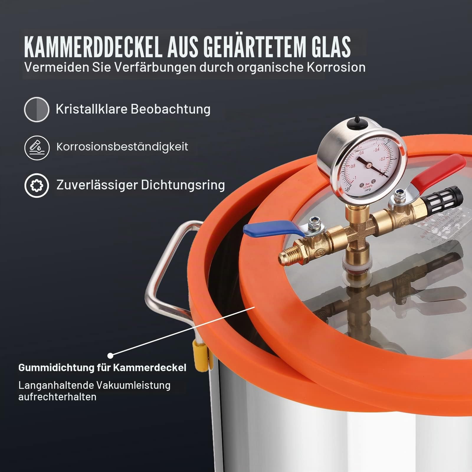 VEVOR Vakuumpumpe mit 19L Vakuumkammer 100L/min Unterdruckpumpe 150W AC 220V/50HZ 1440U/min 5pa 250ml-Ölkapazität HVAC-Vakuumgeräte Kühlvakuumpumpe für Holzstabilisierung Harzentgasung