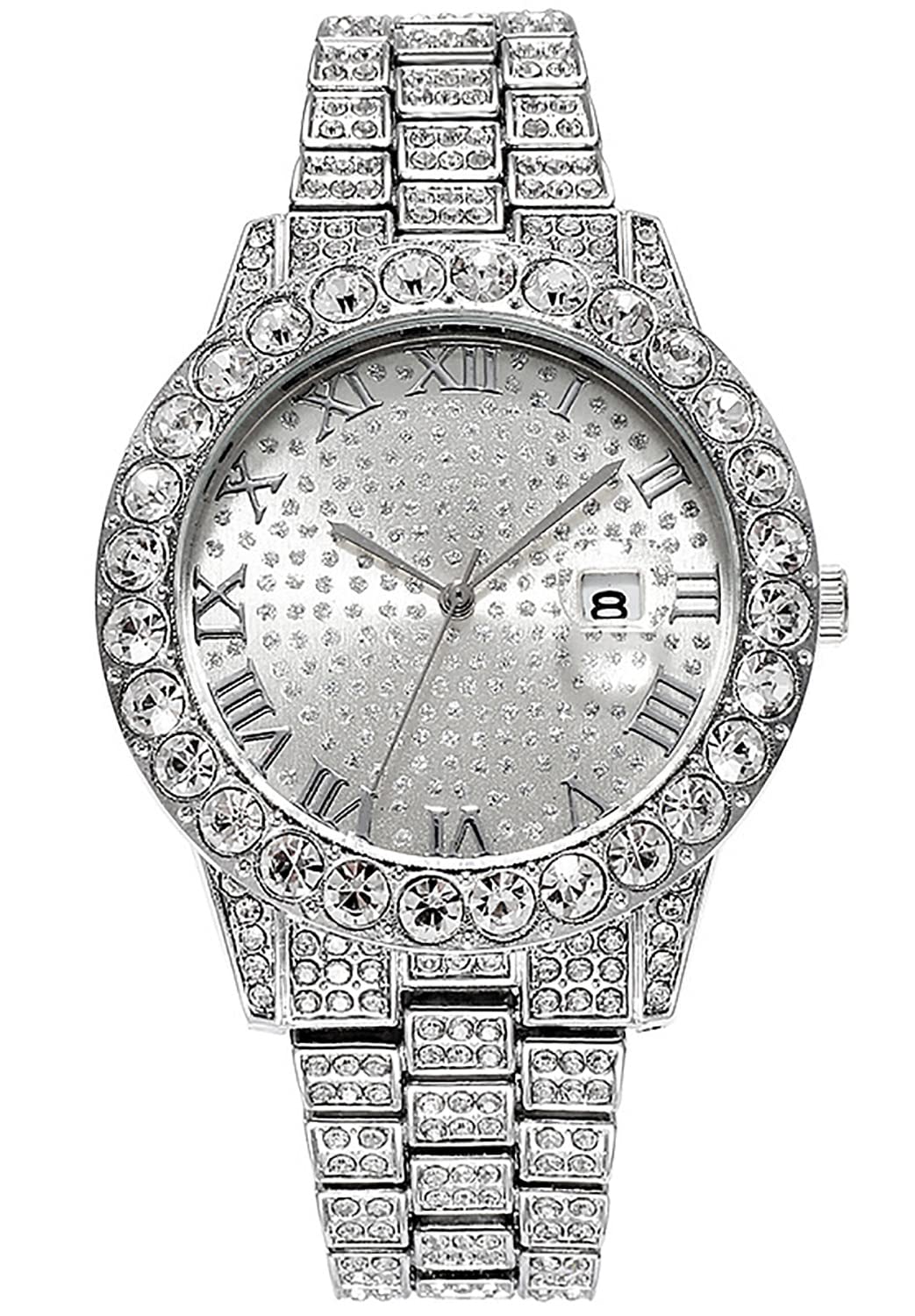 ADSBIAOYEUnisex Luxury Diamond Watch Fashion Large dial Roman Numerals with Calendar Watch