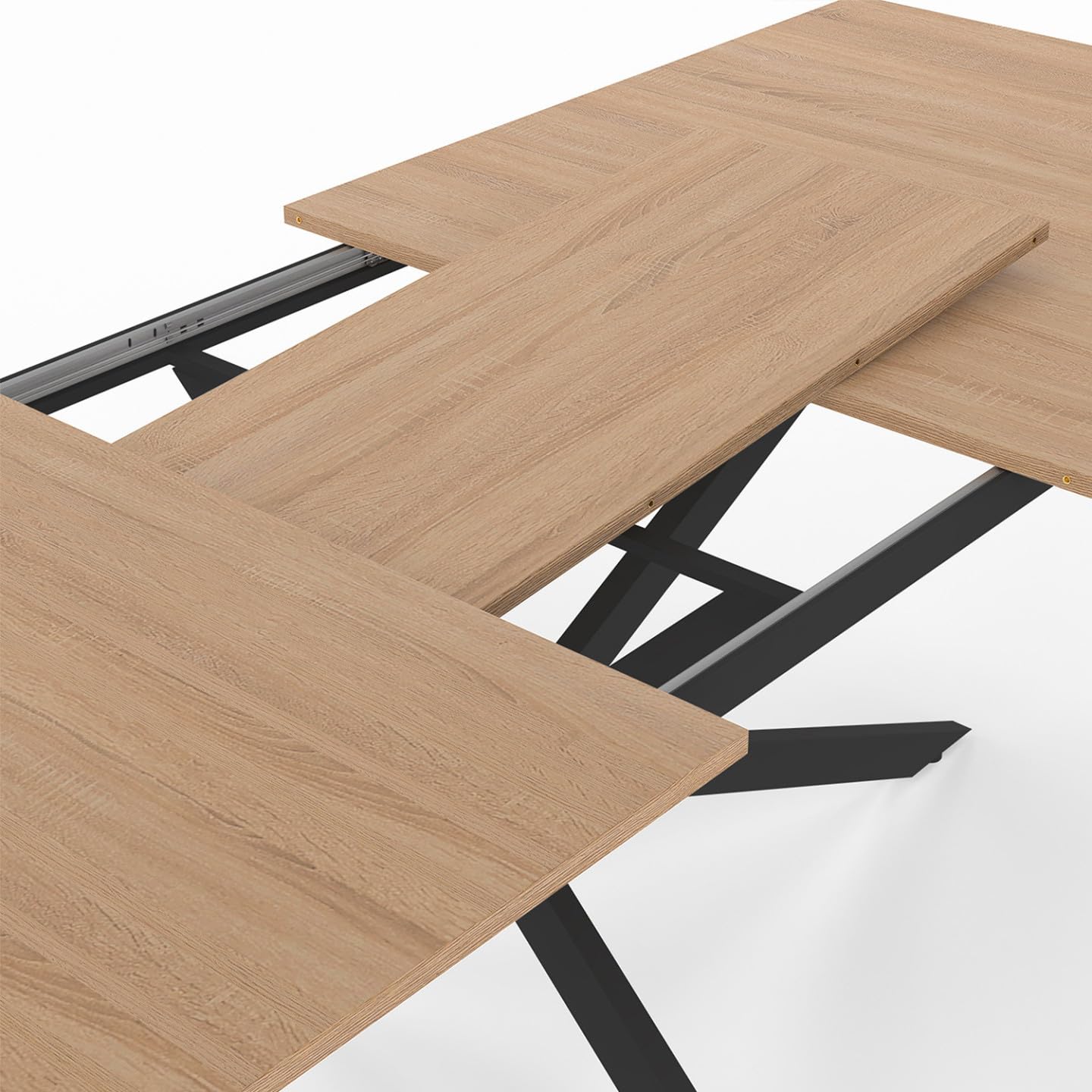 IDMarket - ALIX Tavolo da pranzo rettangolare allungabile per 4-8 persone con gamba in legno e ragno nero 120-160 cm