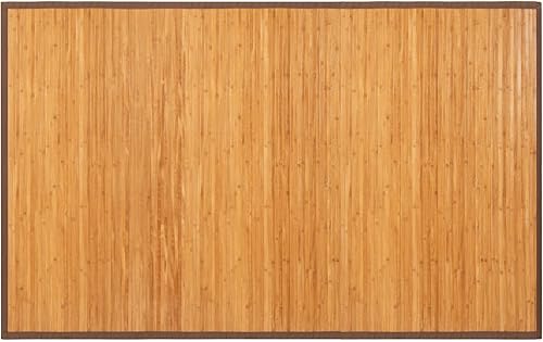 COSTWAY Alfombra de bambú de 5 x 8 pies, alfombra de bambú natural con respaldo antideslizante, alfombra de bambú enrollable para interiores,