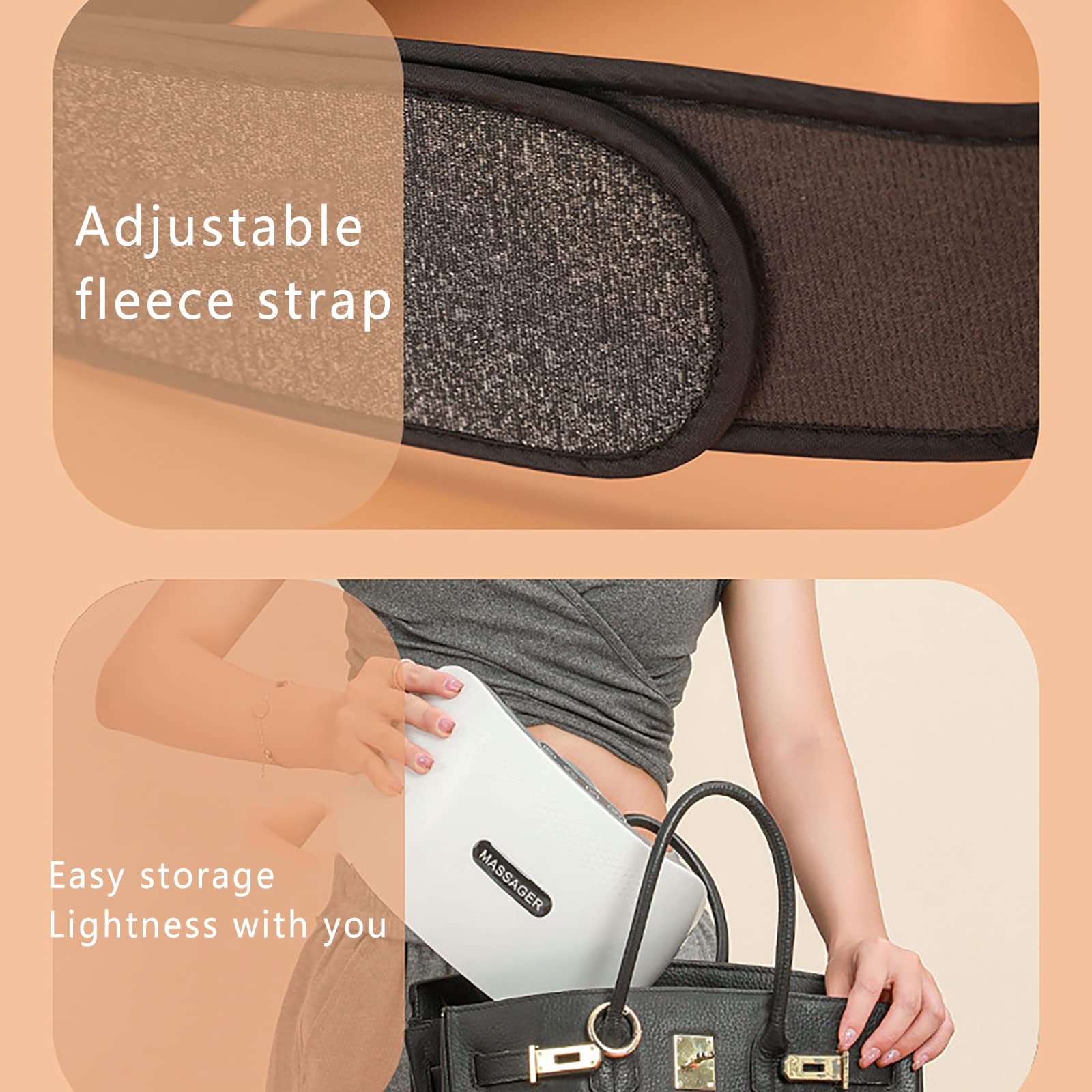 Massaggiatore Addominale, Cintura Elettrica, Massaggiatore Cordless per Pancia con 3 modalità di Massaggio, Riscaldamento Rapido ON/off, a Pagamento, per Cure Gastrointestinali