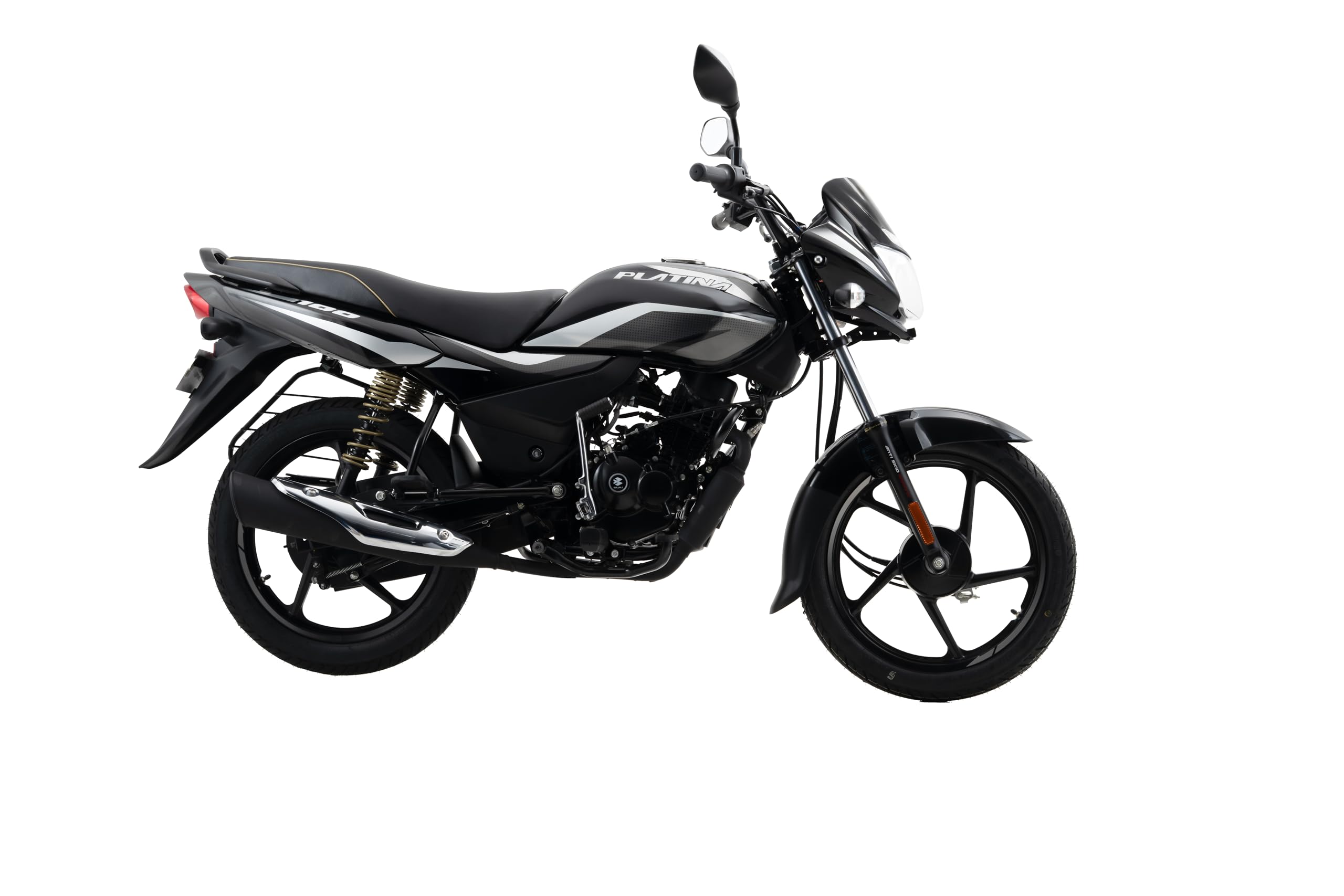 Bajaj Platina 100 Es Drum Motorcycle/Motorbike - Black Silver - Ex-Showroom