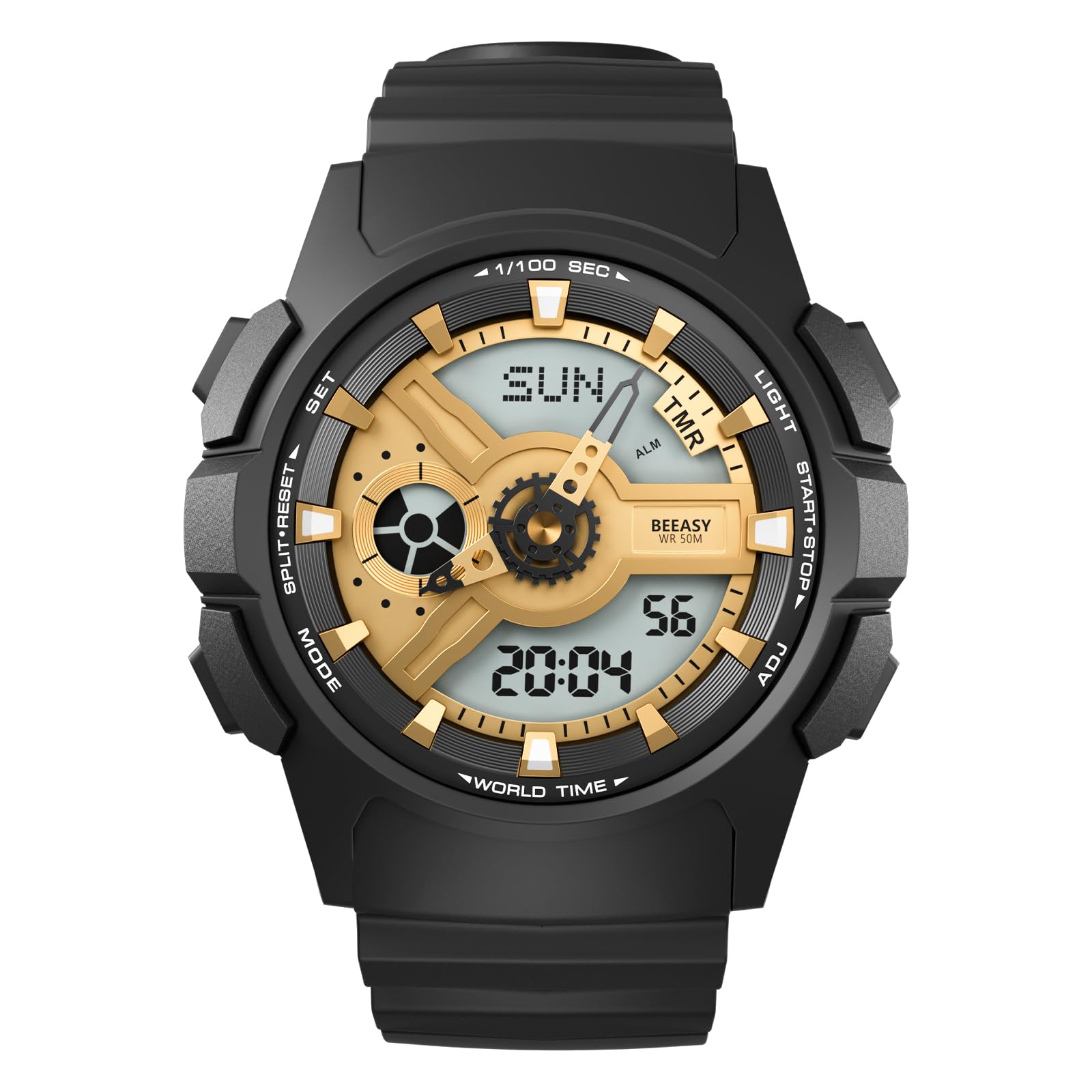 Beeasy AW05 Digital Sports Watch, front view showing digital and analog display