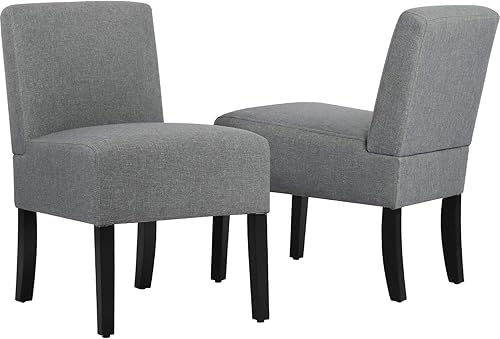 BestMassage silla con diseño moderno de tela sin reposabrazos de comedor con patas de madera maciza, Estilo-3