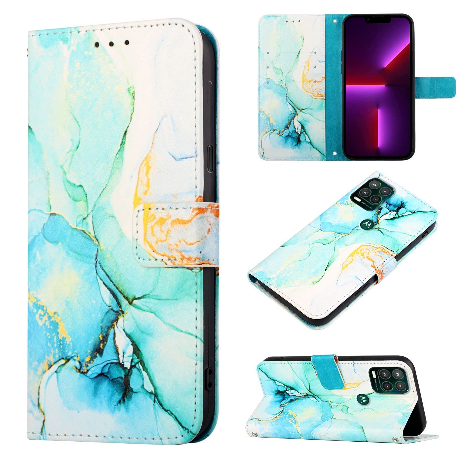 YKTO Flip Wallet Custodia Dipinto per Motorola Moto G72 Protettiva PU Pelle Phone Case Magnetico Slot Stand Covers Multifunzione Con Slot Carte Portafogli Cover,Goccia di rugiada blu e viola