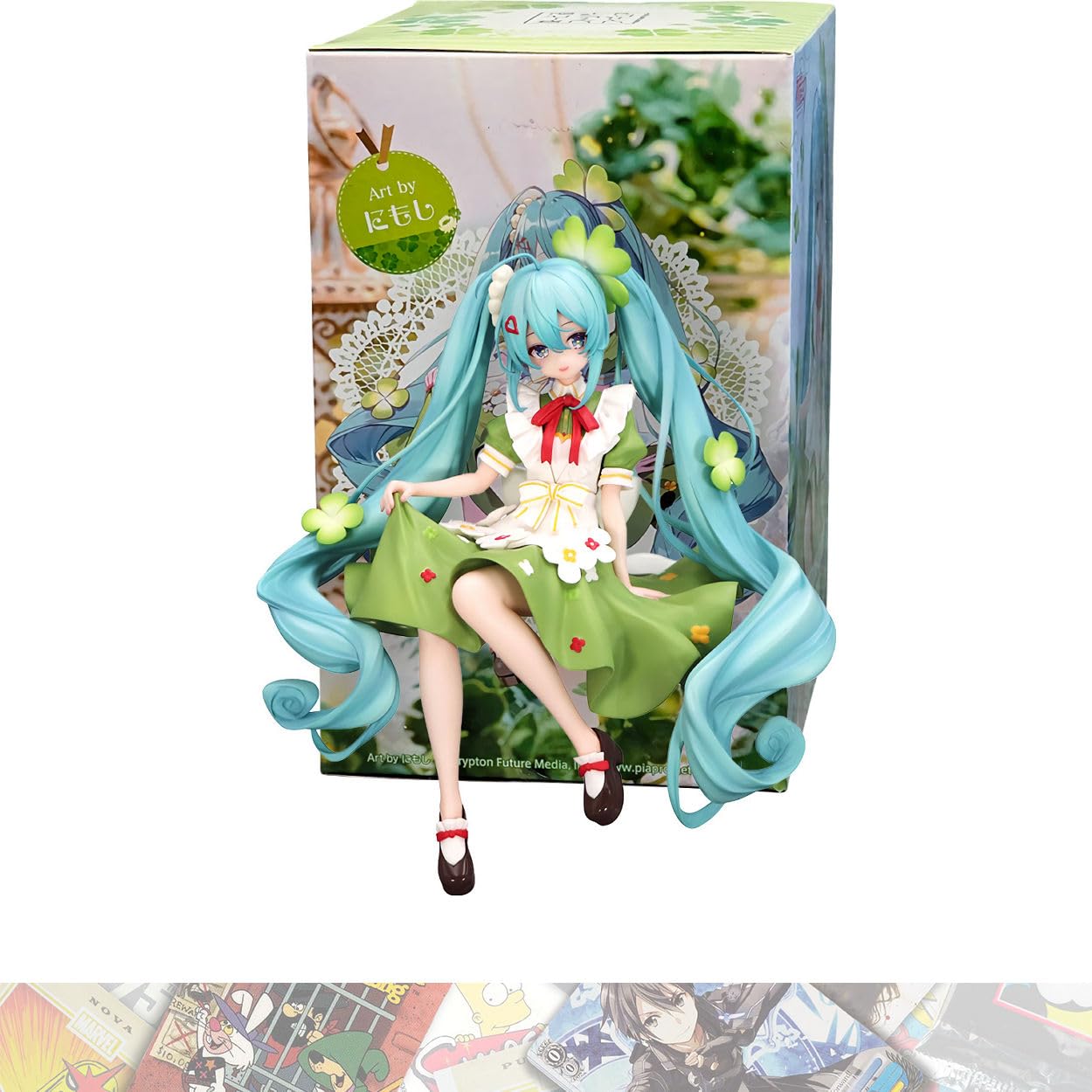 Furyu Hatsun e M i k u [Flower Fairy - Clover]: 15cm Noodle Stopper Statue Figurine Bundled with 1 A.C.G. Compatible Theme Trading Card (36712)