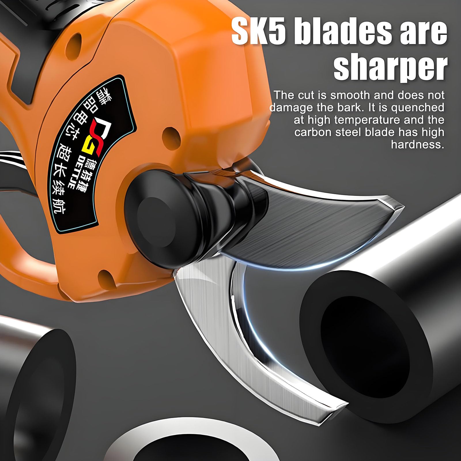 Cizallas De Poda Eléctrica, Secateurs Inalámbricos De Apertura De 30 Mm Y Tijeras De Poda con Una Varilla Telescópica De 1.35-2.15m, Pantalla Led, Impermeable Ipx5, Loppers Sin Escobillas Sk5 para