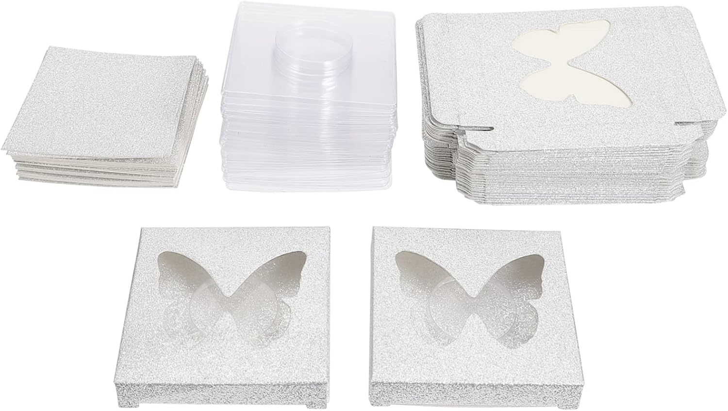 Ipetboom 30pcs False Eyelash Storage Box with Lash Tray Butterfly Hollow Design for Organizing and Protecting Eyelashes Great for Beauty Enthusiasts