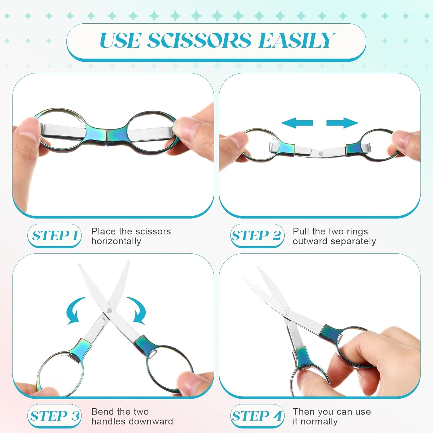 36 Pcs Folding Stainless Steel Scissors with Keychains Portable Mini Badge Safety Scissors for Nurse, Travel, Office, Sewing, Craft, Outdoor, Home (Colorful)