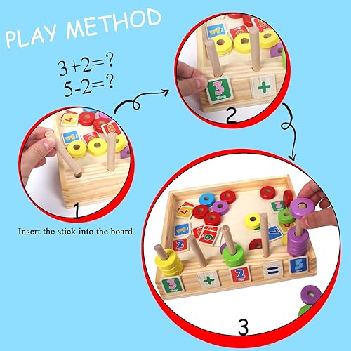 Miniatura 2 de SANKUU Rompecabezas de madera para contar, aprendizaje preescolar, juguetes educativos de matemáticas para niños pequeños, clasificador de formas de