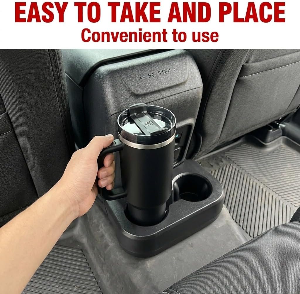 Removable Rear Dual Cup Holder, Upgraded Back Seat Floor Organizer
