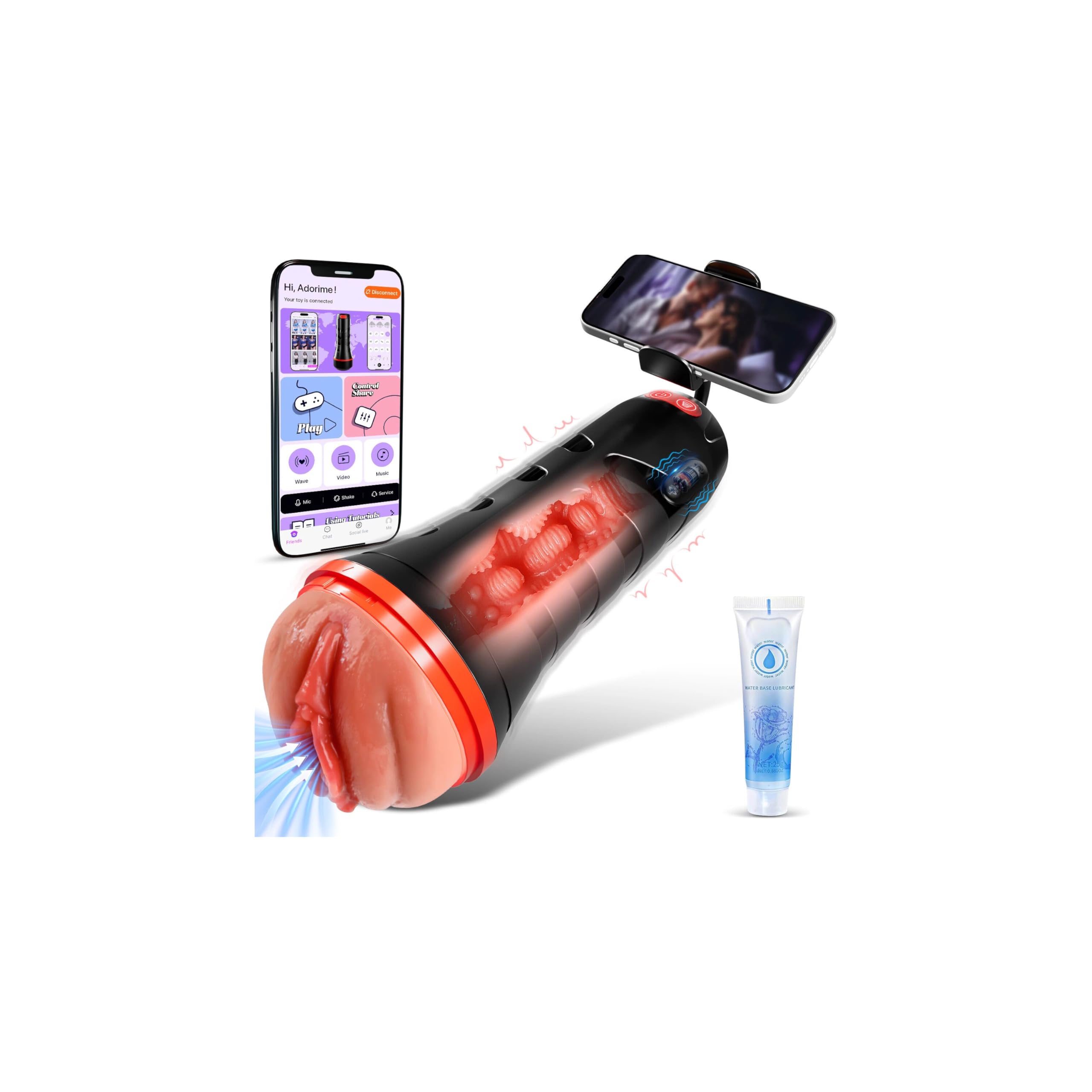Masturbâteur Homme Mains Libres Sex Toys - Masturbateurs Masculins Automatiques Sex Toýs Homme Couple avec Succion & Vibration Vibromasseur Pénis avec Vaginette Ultra Réaliste & Support de Téléphone