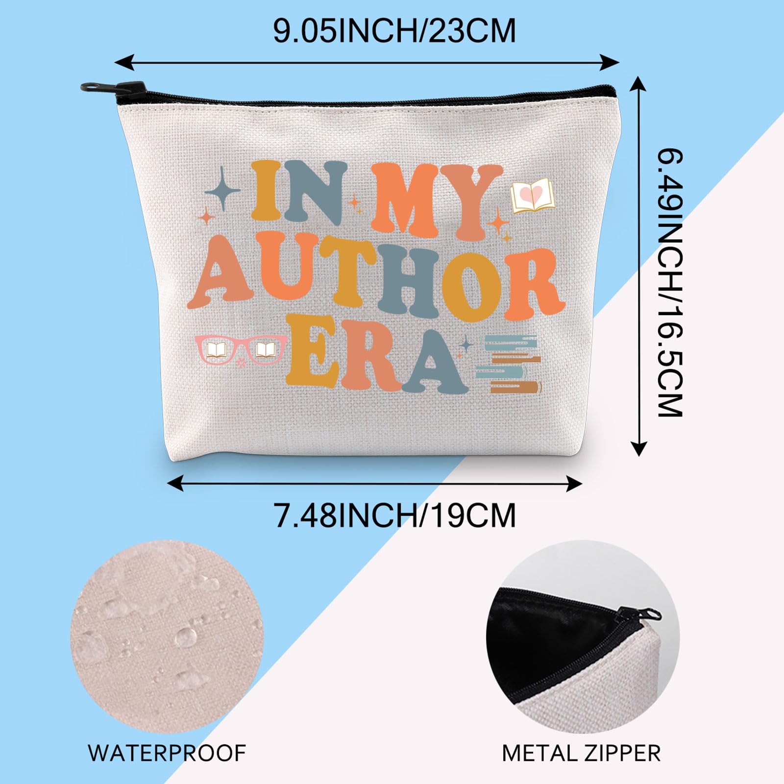 LEVLO Novel Writer Author Makeup Bag Writer Themed Gift Novelist Author Gifts for Women Writer Author Novelist Cosmetic Bag (in My Author 3UK) - Image 2