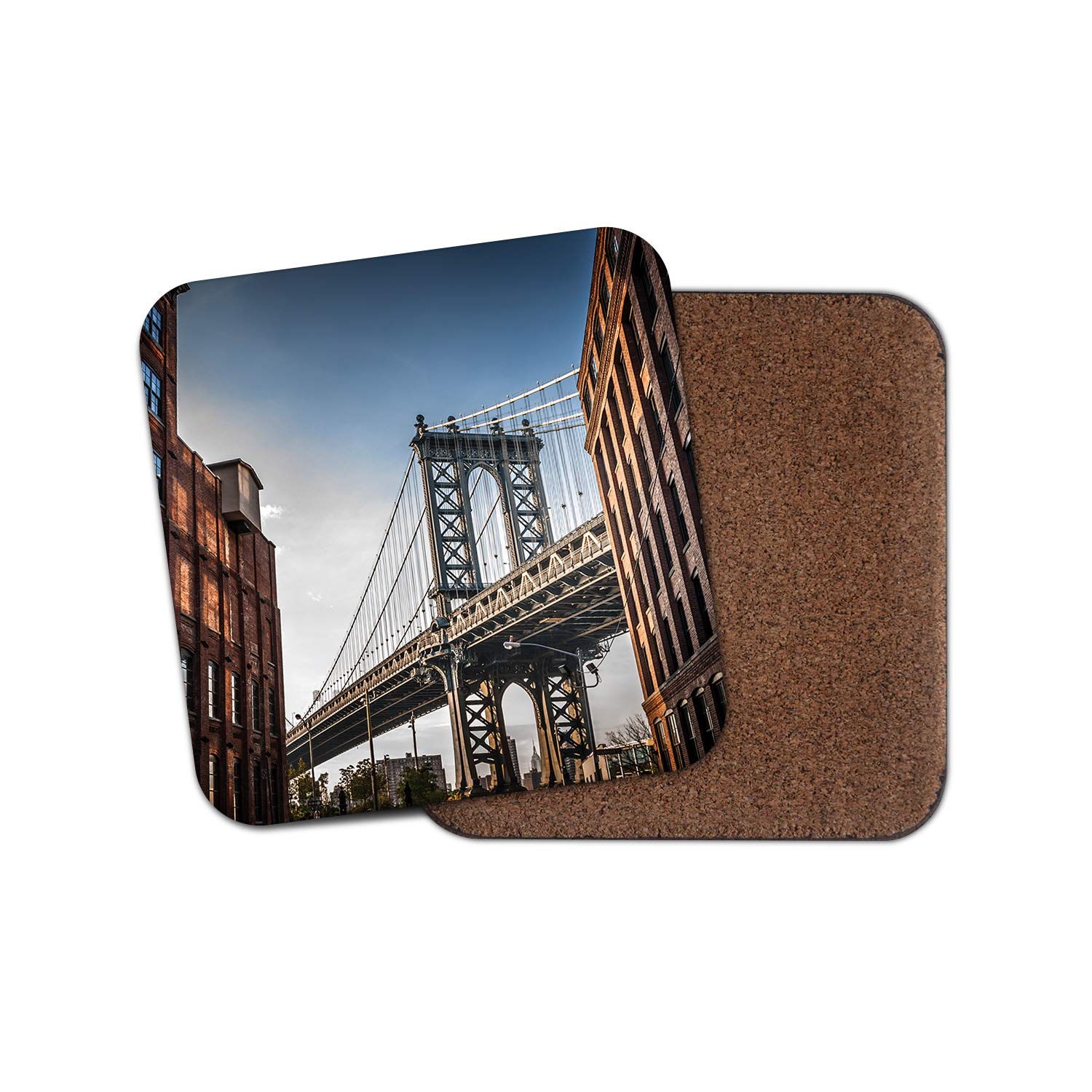 Destinationvinyl Multicolor 1 X Manhattan Bridge Coaster - Usa New York Brooklyn America Travel #8930