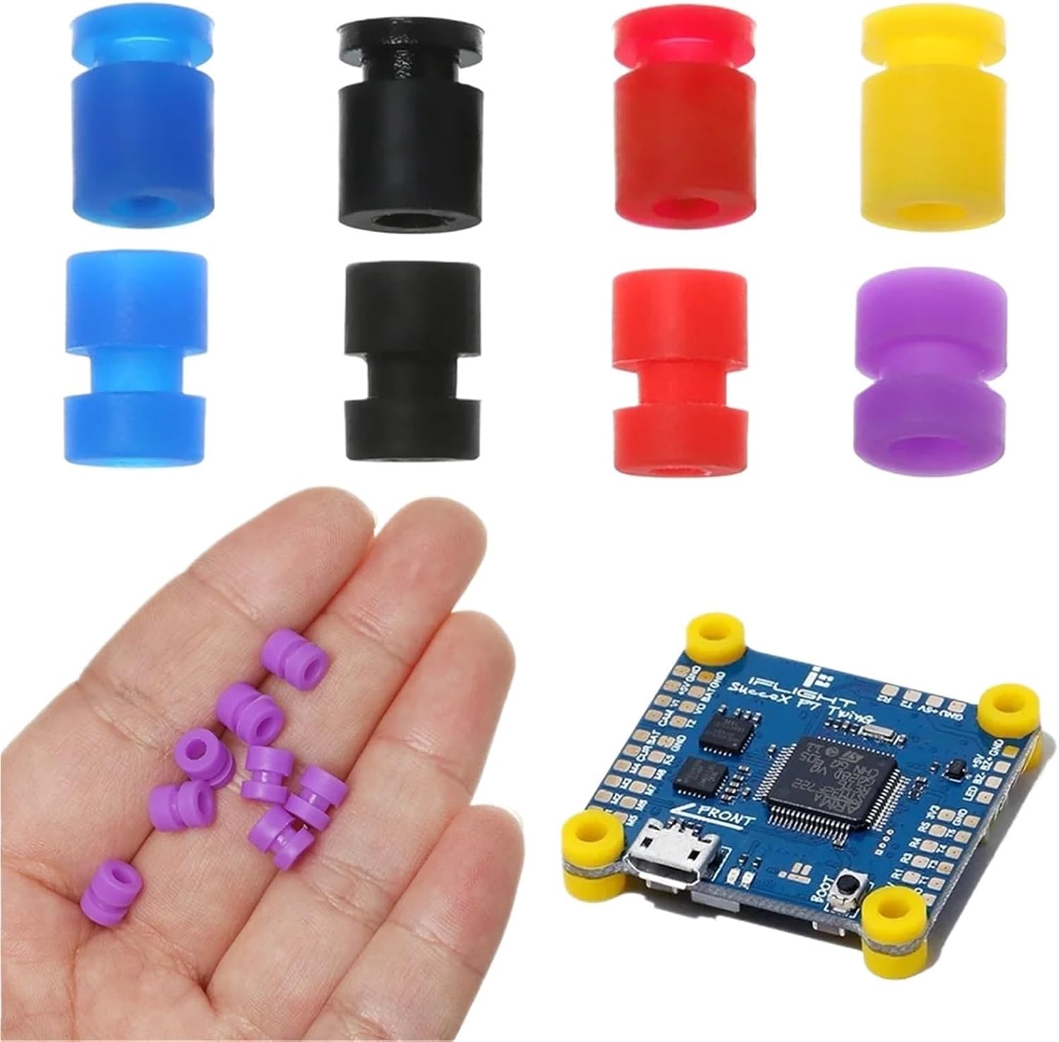 Anti Vibration Rubber Balls 200Pcs M2/M3 Anti Vibration Rubber Damper Balls For F4 F7 Flight Controller Soft Silicone Mount Shock Absorption For Trailers, Hitches,Atv,Farm Machinery(Yellow 6x3x6.6mm)