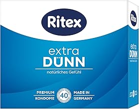 Ritex Extra Thin Condoms - Real Feel Extra Thin Condoms, Pack of 40, Super Delicate for a Natural Feel - Vegan, Dermatologically Tested, Made in Germany