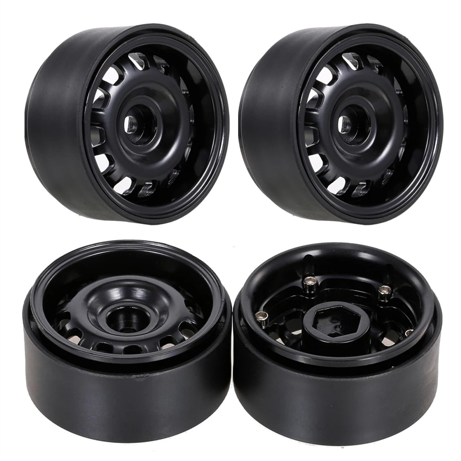 KE88FENG 4PCS 1.9" Beadlock Wheel Rims, for 1/10 RC Crawler Car for Axial SCX10 II 90046 for Traxxas for TRX-4 for RedCat Gen8(Black)