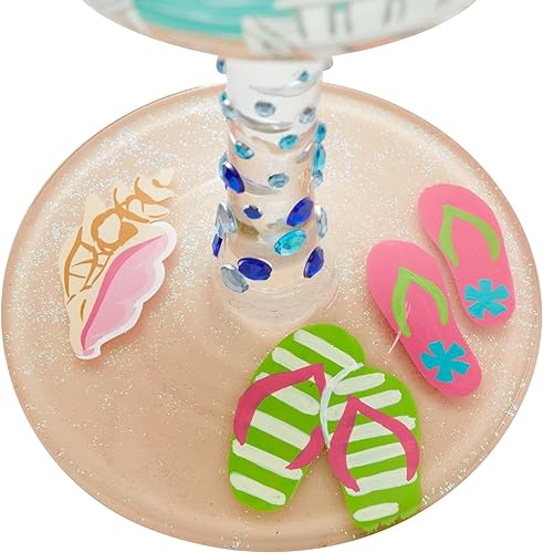 Miniatura 5 de Enesco Designs by Lolita Sun on the Beach - Copa de vino pintada a mano, 15 onzas, multicolor