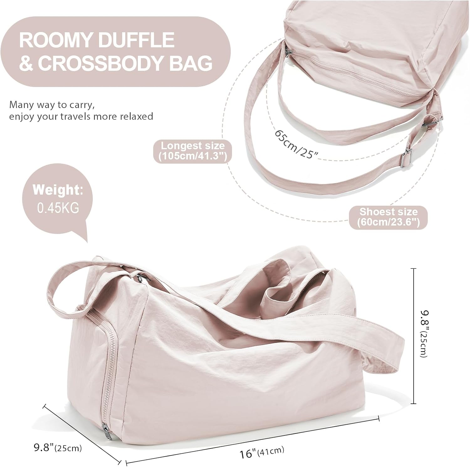 Small Gym Bag with Shoe Compartment, Workout Sport Duffle Bag for Women Travel, Waterproof Shoulder Overnight Bags Lightweight Carry on Tote Bags for Swim, Yoga, Dance - Image 2