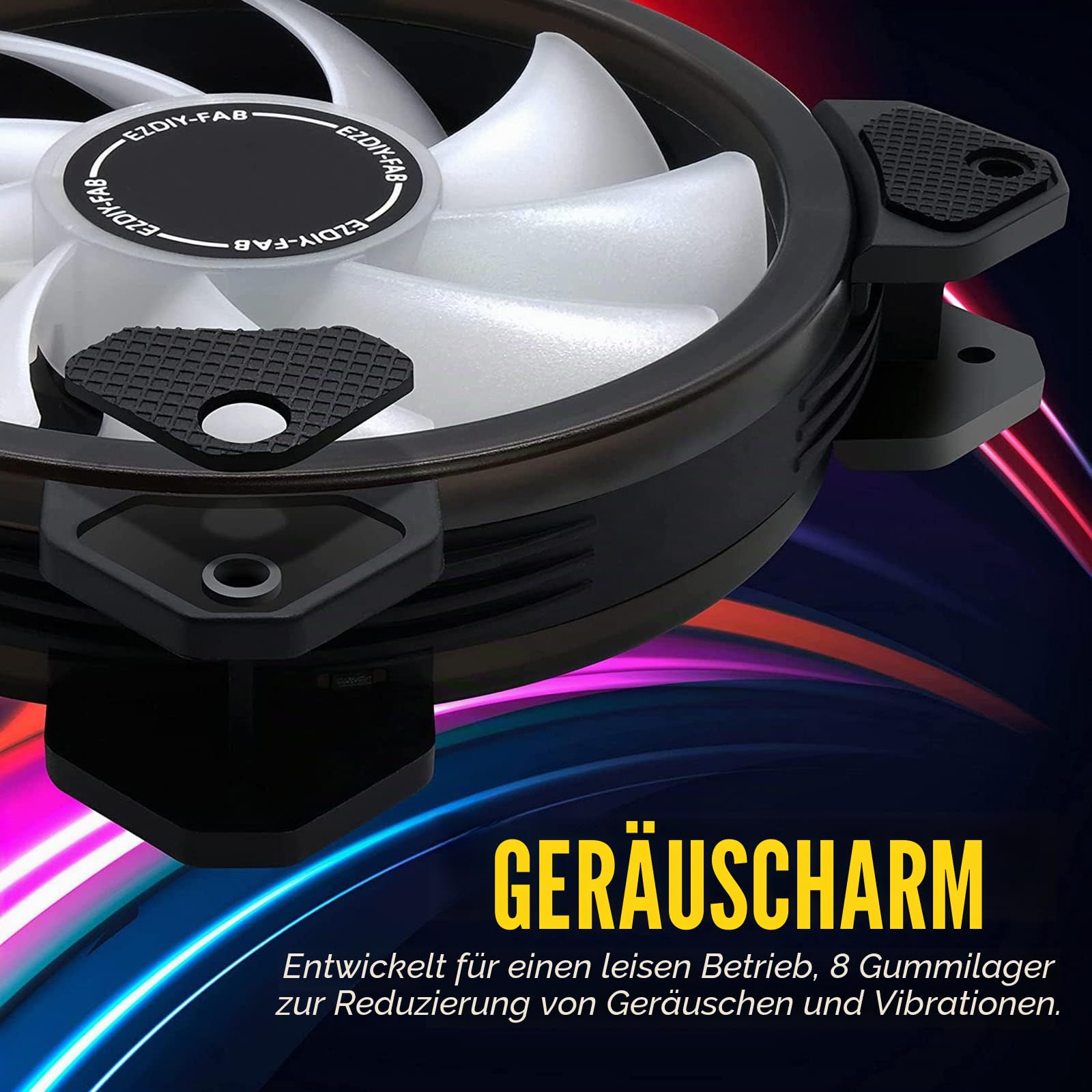 6 x Lüfter weiß LED ARGB bunt PC Gehäuse 120 mm Fan White Hub LED RGB mit Fernbedienung AURA SYNC 3 PIN leise hoher Luftstrom für Kühlung Desktop
