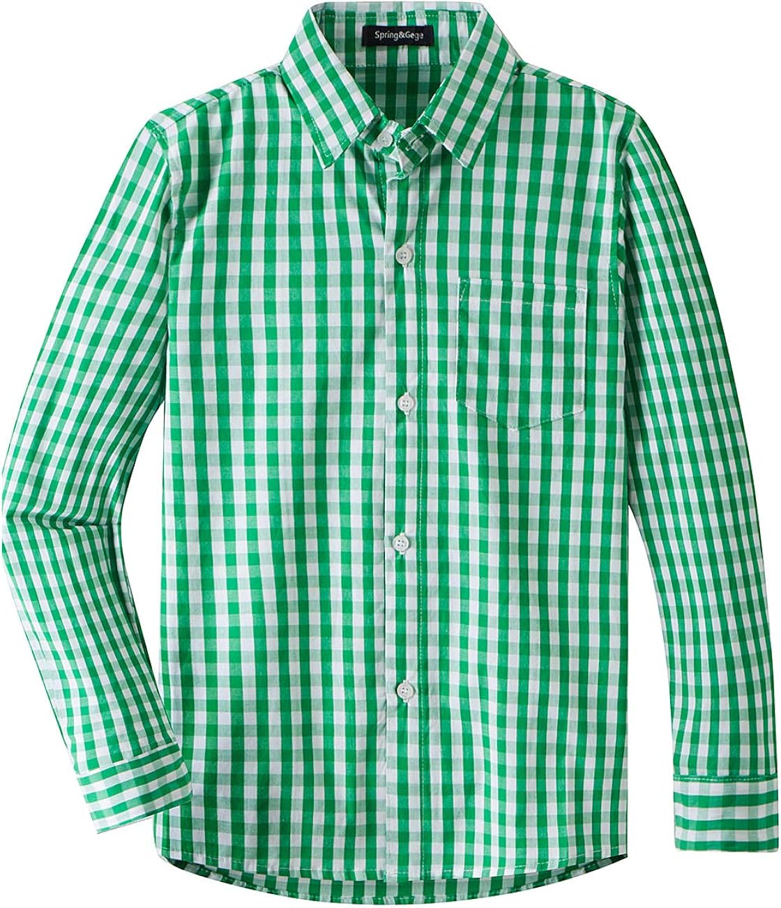 Spring&Gege Boys' Long Sleeve Plaid Poplin Button Down Shirt: Clothing, Shoes & Jewelry