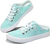 Obtaom Women's Canvas Mules Slip-On Sneakers with Memory Foam - Breathable Backless Clipper Shoes for Travel & Holidays