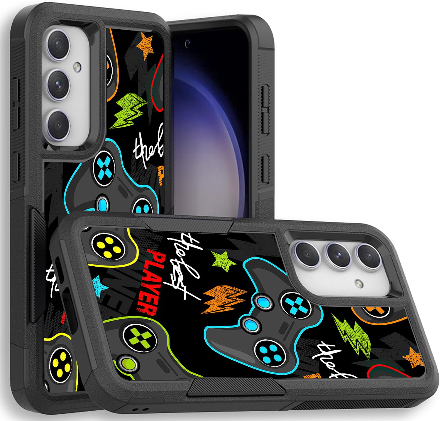 Candykisscase Case for Samsung Galaxy S23 FE, Gaming Controller Best Player Pattern Shock-Absorption Hard PC and Inner Silicone Hybrid Dual Layer