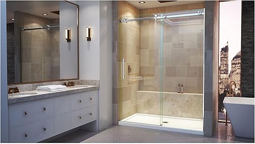 Miniatura 10 de DreamLine SHDR-64607610-07 Enigma - Puerta de ducha de vidrio corrediza sin marco, 56-60 pulgadas de ancho x 76 pulgadas de alto, acero inoxidable