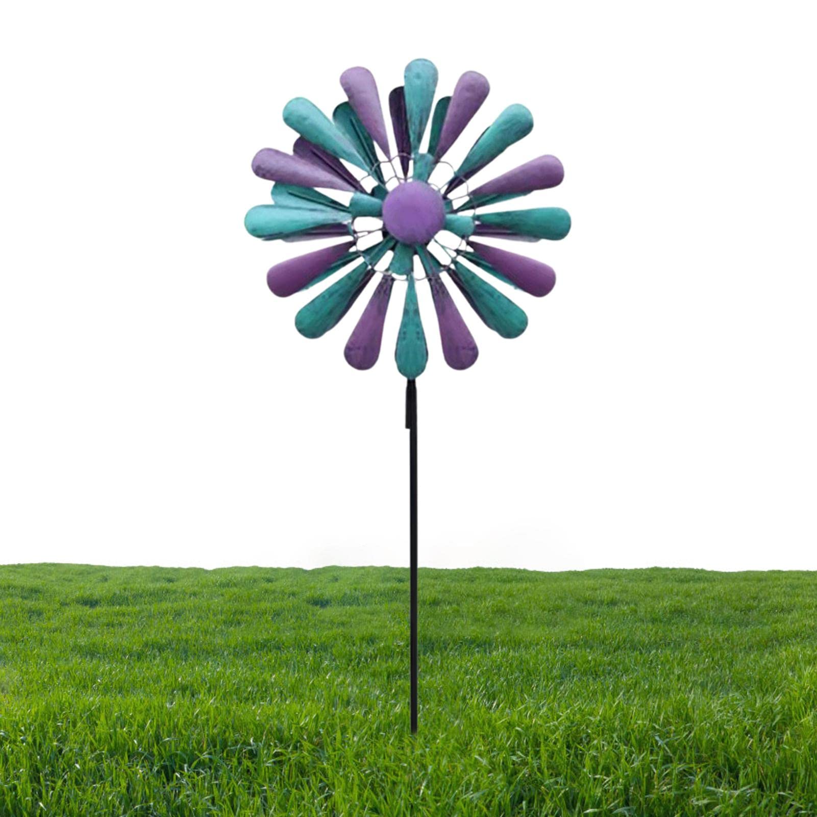 CHLDDHC Il Mulino A Vento in Metallo Unico E Magico Si Muove con Le Sculture Cinetiche Alimentate dal Vento Utilizzate su Patii, Prati E Giardini, (Argento