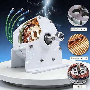 6000W 8000W 10000W 12000W Three-Phase alternator, Rare earth NdFeB Permanent Magnet Electric Motor Generator DIY AC Alternator Portable Permanent Magnet Motor Generator, White(12V 10000W)
