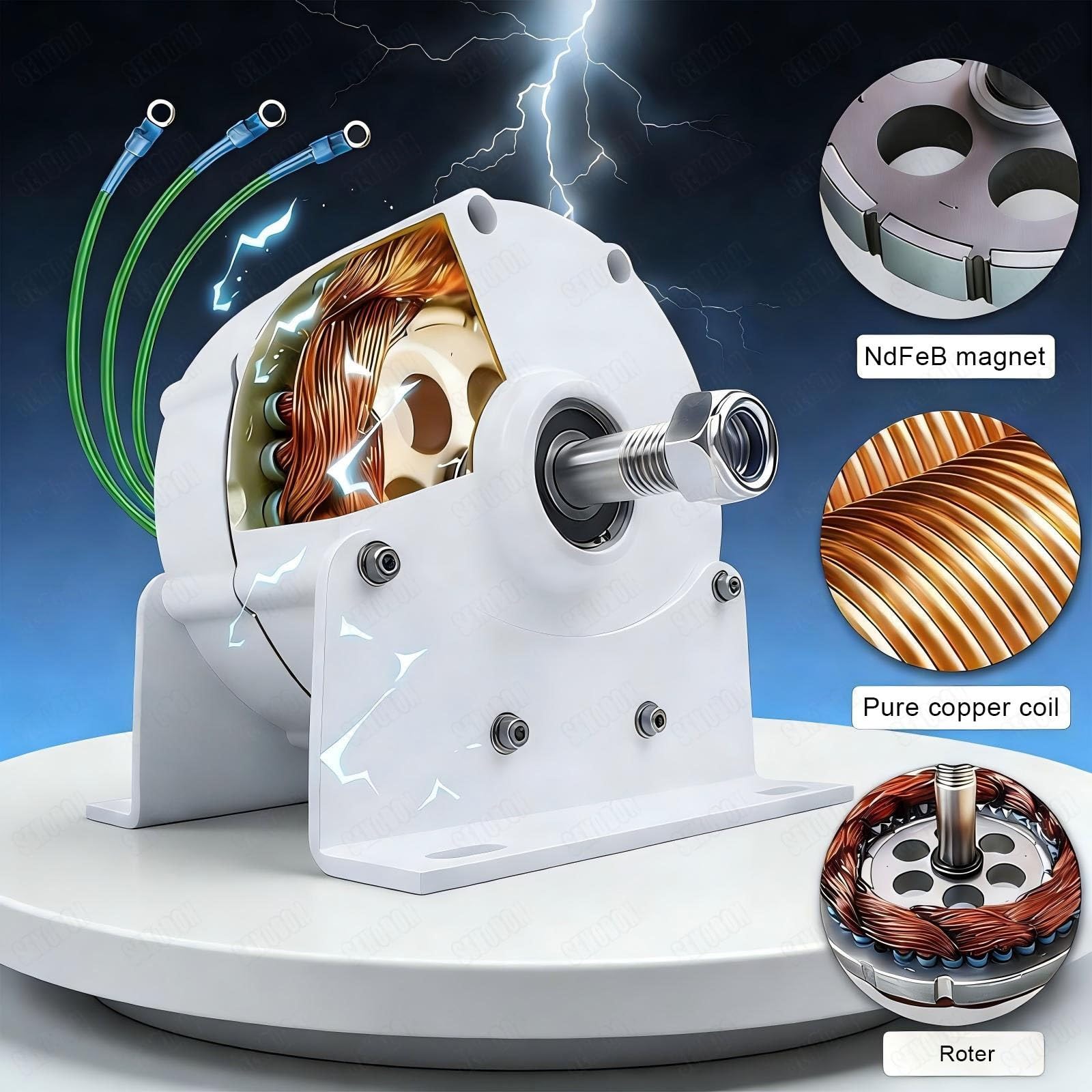 Alternatore a magneti permanenti trifase, generatore a magneti permanenti senza ingranaggi da 6000W 8000W 10000W 12000W con raddrizzatore per turbina eolica e turbina ad acqua con base e controllo