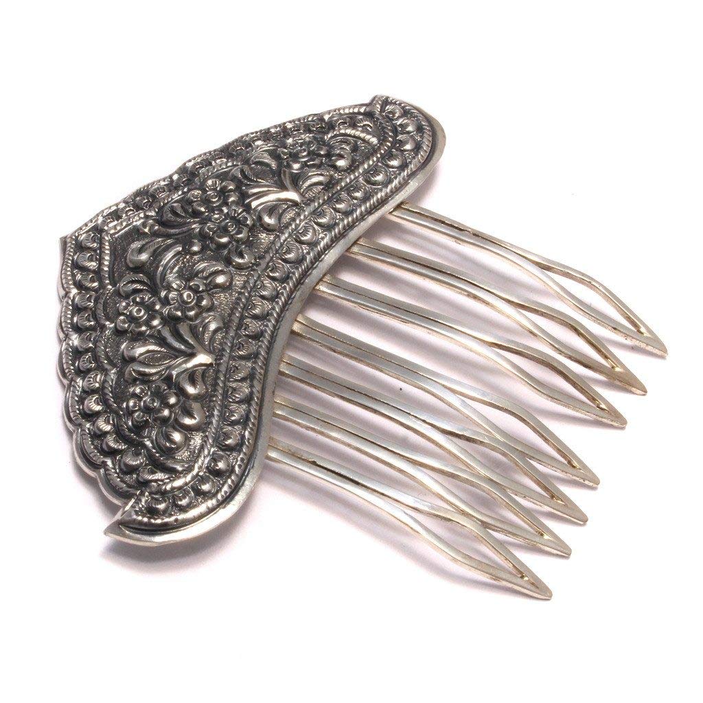 Haarkamm mit Blumenmuster aus Sterling Silber