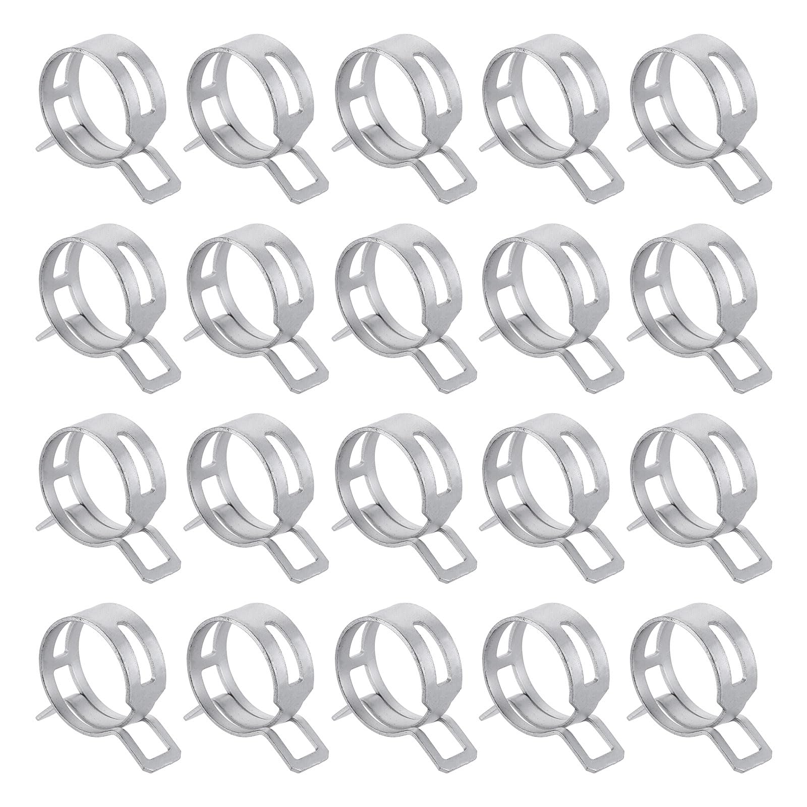 sourcing map 20pcs Spring Band Type Hose Clamps 32mm Fuel Line Hose Spring Clip Silicone Vacuum Hose Pipe Clamp Low Pressure Tube Clip Fastener, Silver โ image 1