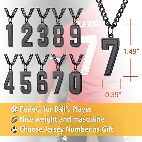 Miniatura 3 de ChainsPro Puede grabar, collar de número de jersey de 0 a 9 para hombre, joyería de equipo de béisbol, baloncesto, fútbol, cierre duradero, acero