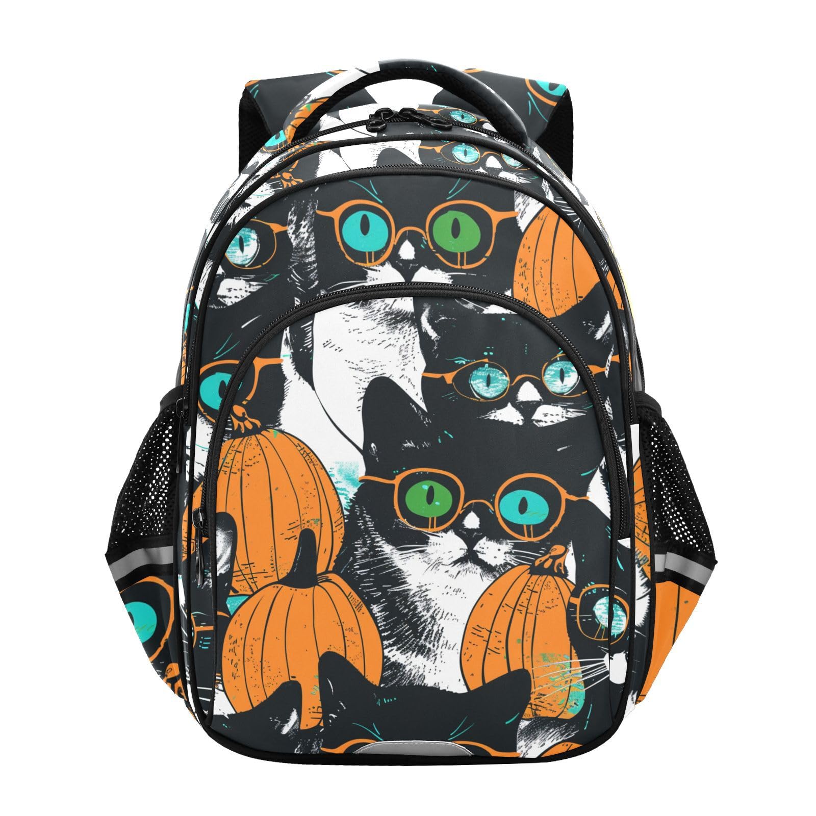 KLL Plecaki dla dziewcząt, chłopców, studentów, torba do szkoły, dzieci, plecaki podróżne na Halloween, urocze okulary dla kota