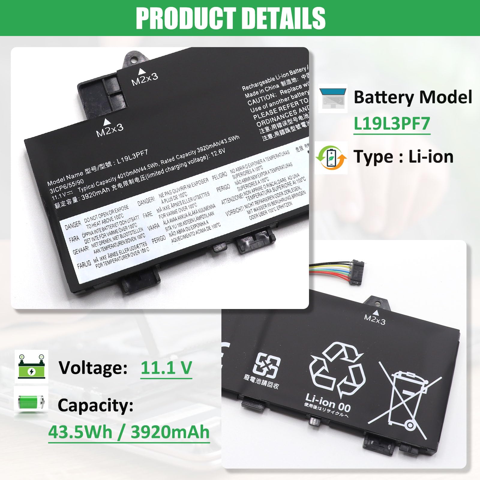 Amazon.com: RHKRKQN L19L3PF7 L19M3PF4 Battery Replacement for