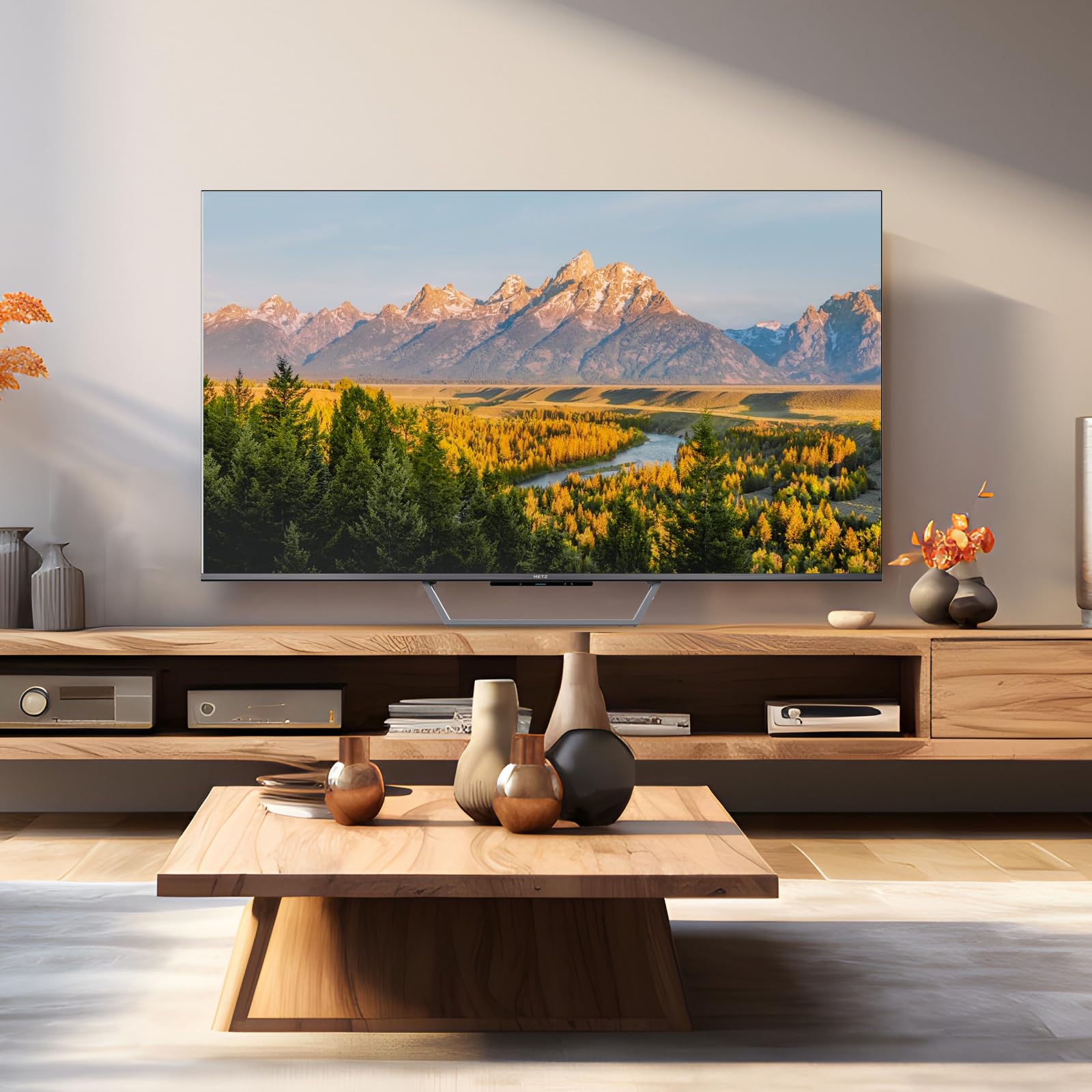 Metz Smart TV, MQE7600Z, 43", QLED, 4K, UHD, HDR 10+, Google TV, Matte Screen, Eye Care, Flicker-Free, Auto Ambient Light Sensor, HDMI, USB, Grigio